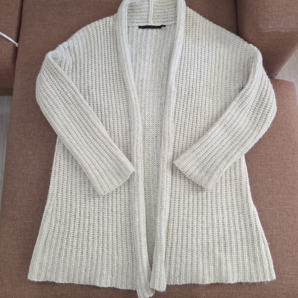 Merritt Charles Women's Sweater Chunky Knit  Duster Alpaca Blend Cream Med Lg